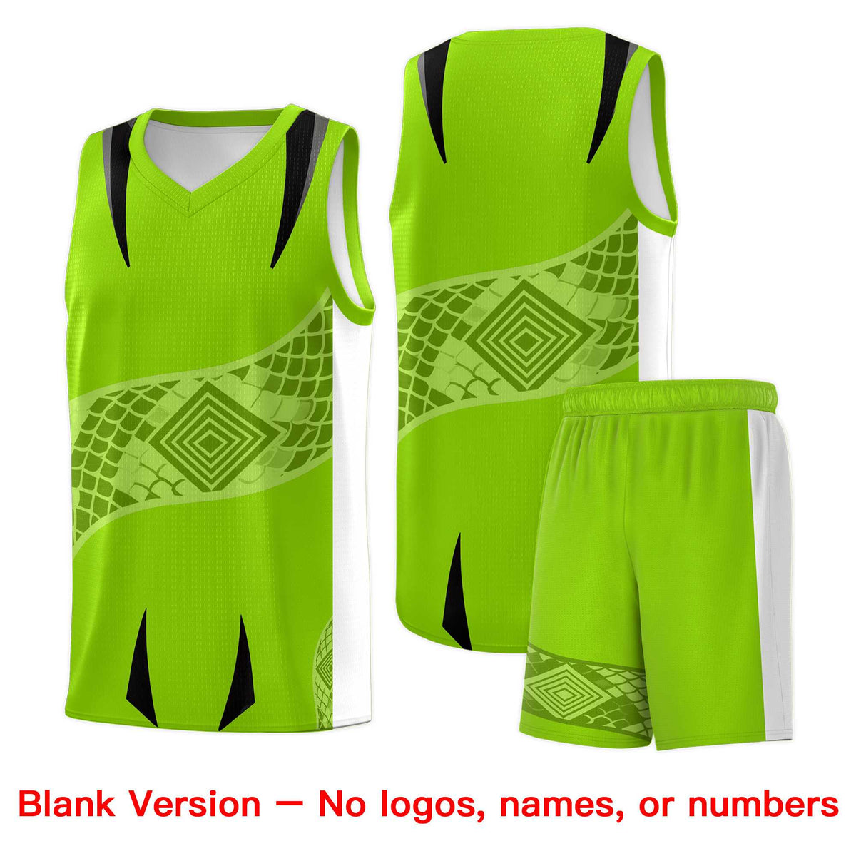 Custom Neon Green White Snake Scale Venomous Fang for Leagues Graffiti Pattern Basketball Suit Jersey