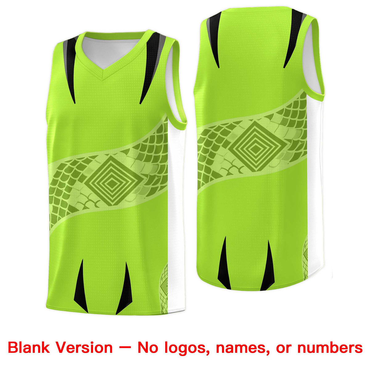 Custom Neon Green White Snake Scale Venomous Fang for Leagues Graffiti Pattern Basketball Suit Jersey