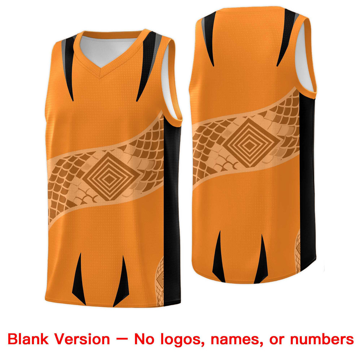 Custom Orange Black Snake Scale Venomous Fang for Clubs Graffiti Pattern Basketball Suit Jersey