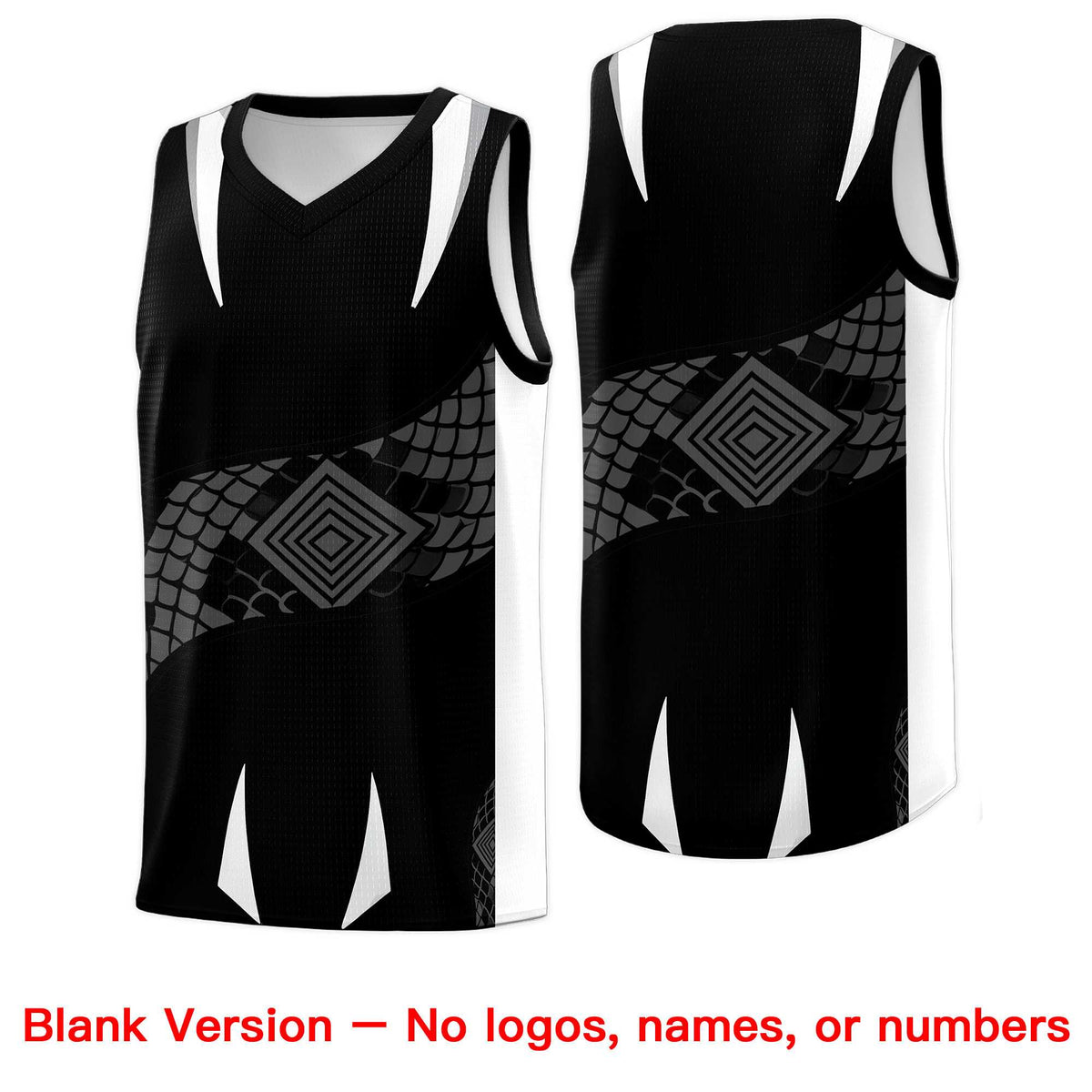 Custom Black White Snake Scale Venomous Fang Lightweight Graffiti Pattern Basketball Suit Jersey