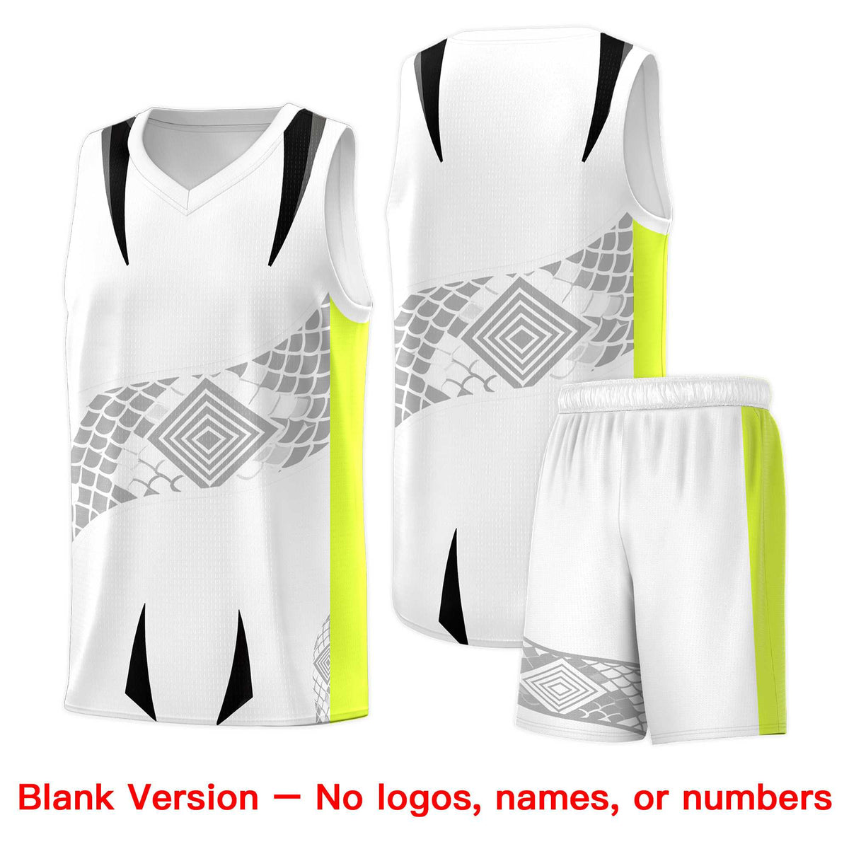 Custom White Neon Green Snake Scale Venomous Fang for Clubs Graffiti Pattern Basketball Suit Jersey
