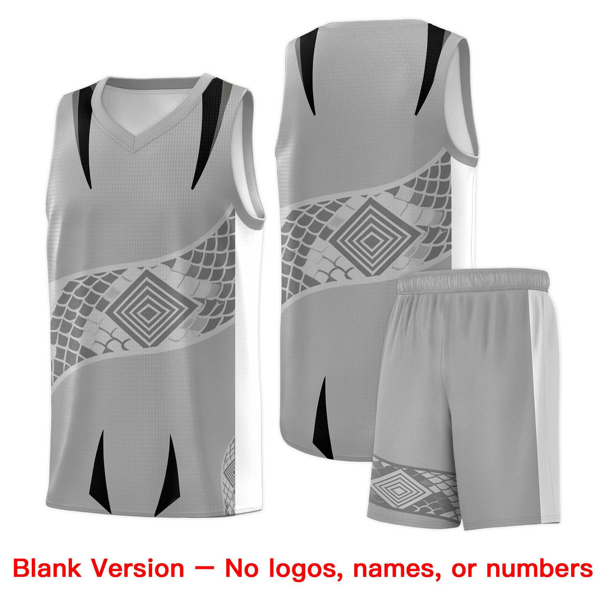 Custom Gray White Snake Scale Venomous Fang for Team Graffiti Pattern Basketball Suit Jersey