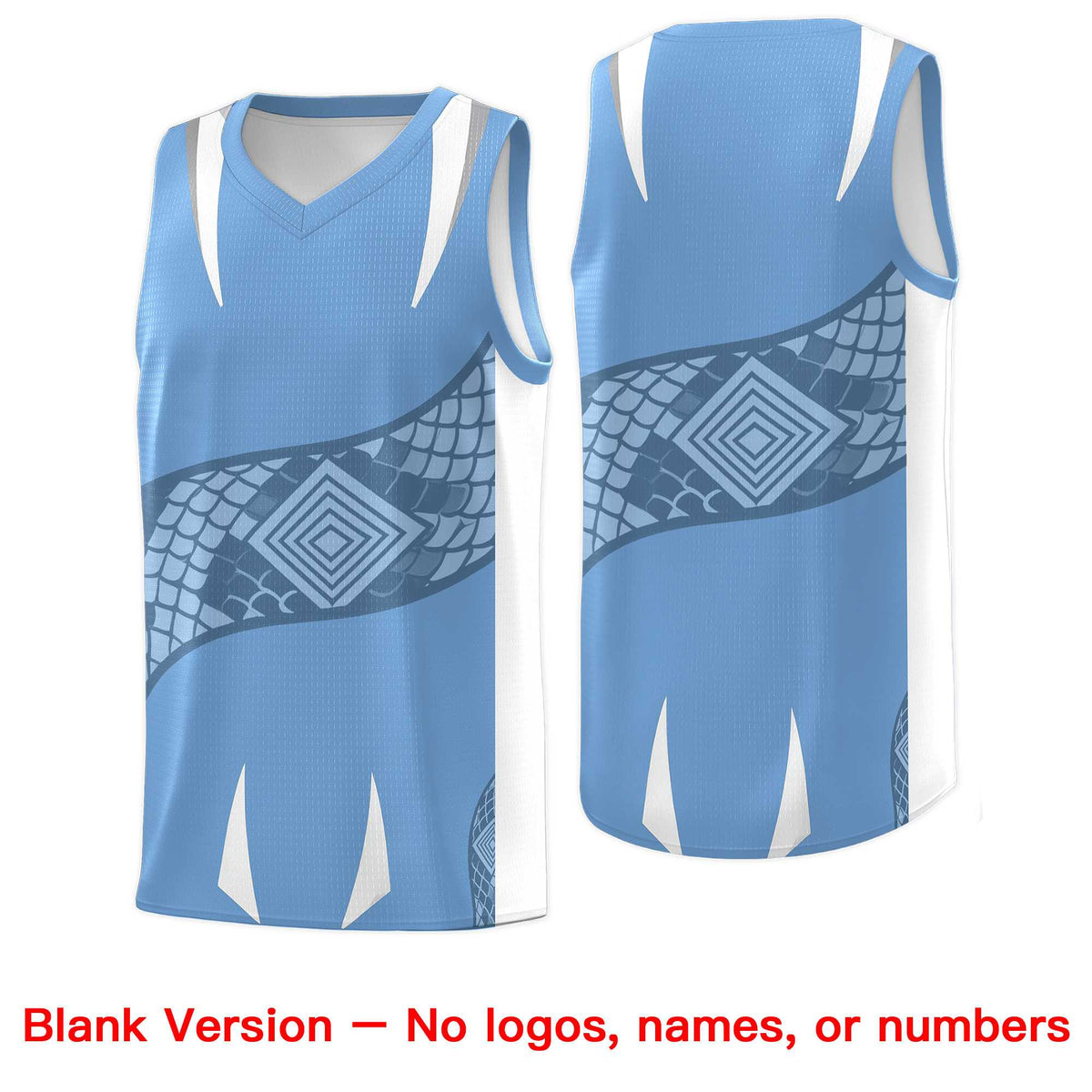 Custom Light Blue White Snake Scale Venomous Fang Lightweight Graffiti Pattern Basketball Suit Jersey