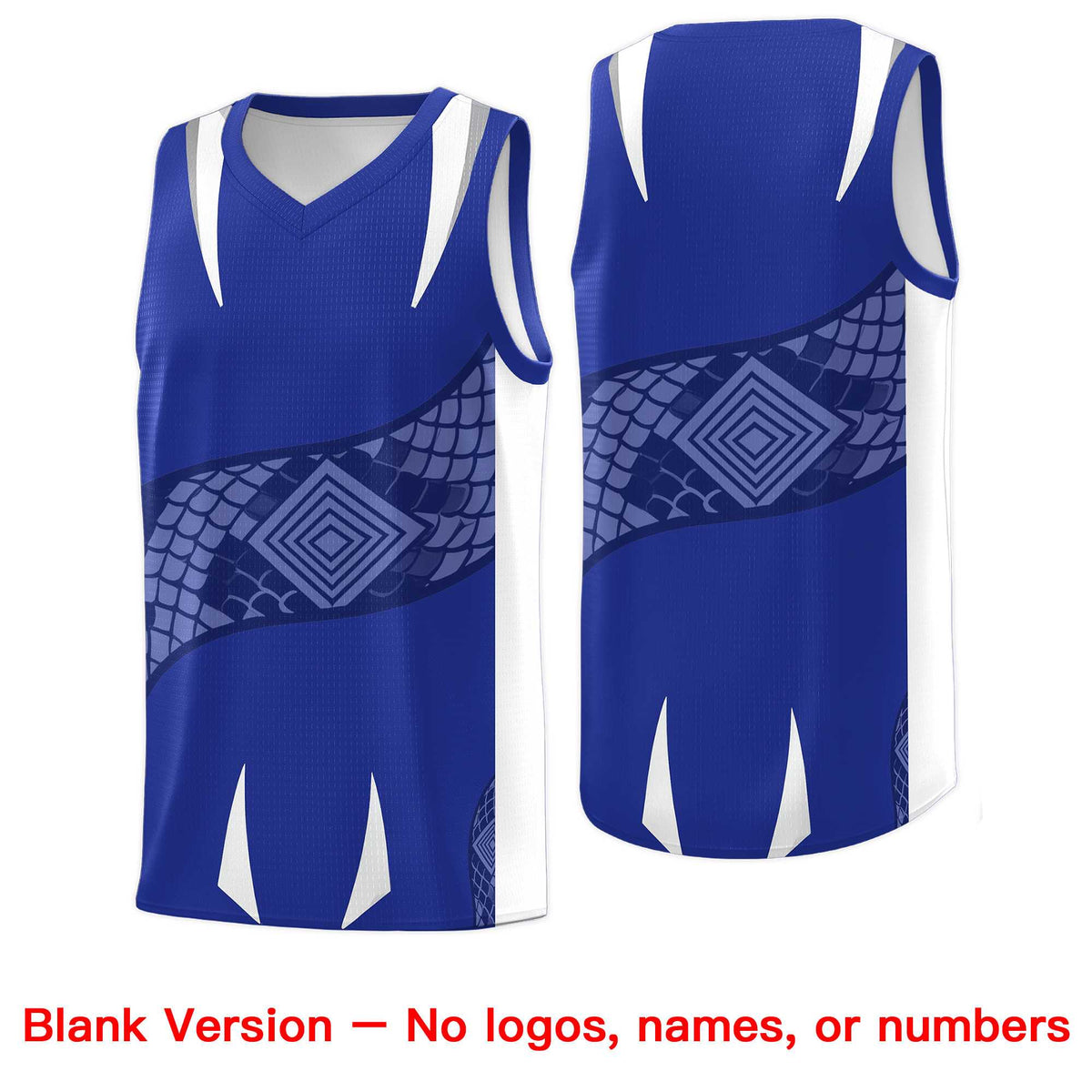 Custom Royal White Snake Scale Venomous Fang Drapable Graffiti Pattern Basketball Suit Jersey