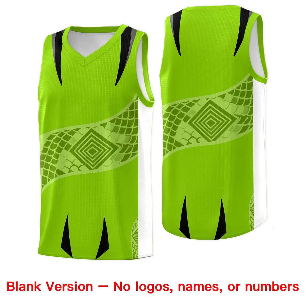 Custom Neon Green White Snake Scale Venomous Fang for Leagues Graffiti Pattern Basketball Suit Jersey
