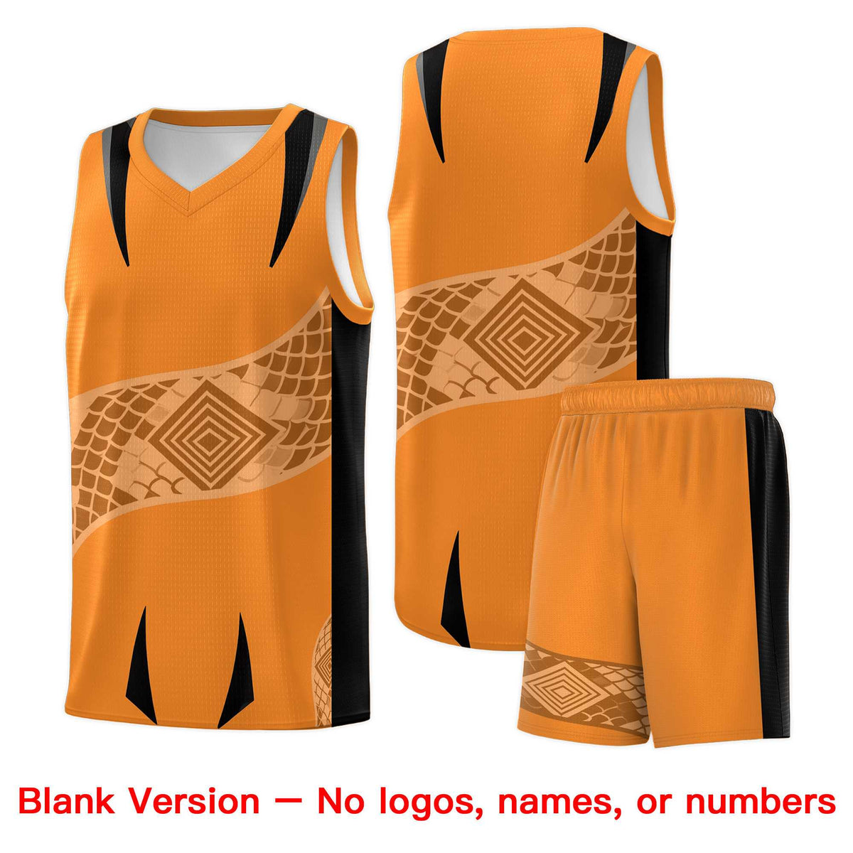 Custom Orange Black Snake Scale Venomous Fang for Clubs Graffiti Pattern Basketball Suit Jersey