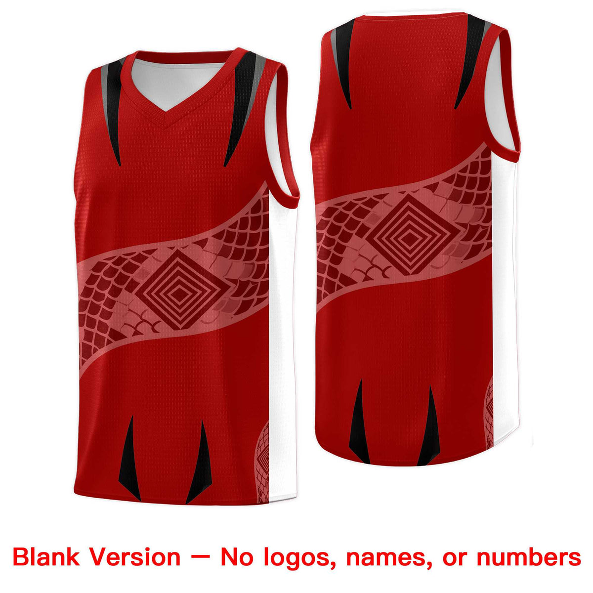 Custom Red White Snake Scale Venomous Fang for Leagues Graffiti Pattern Basketball Suit Jersey