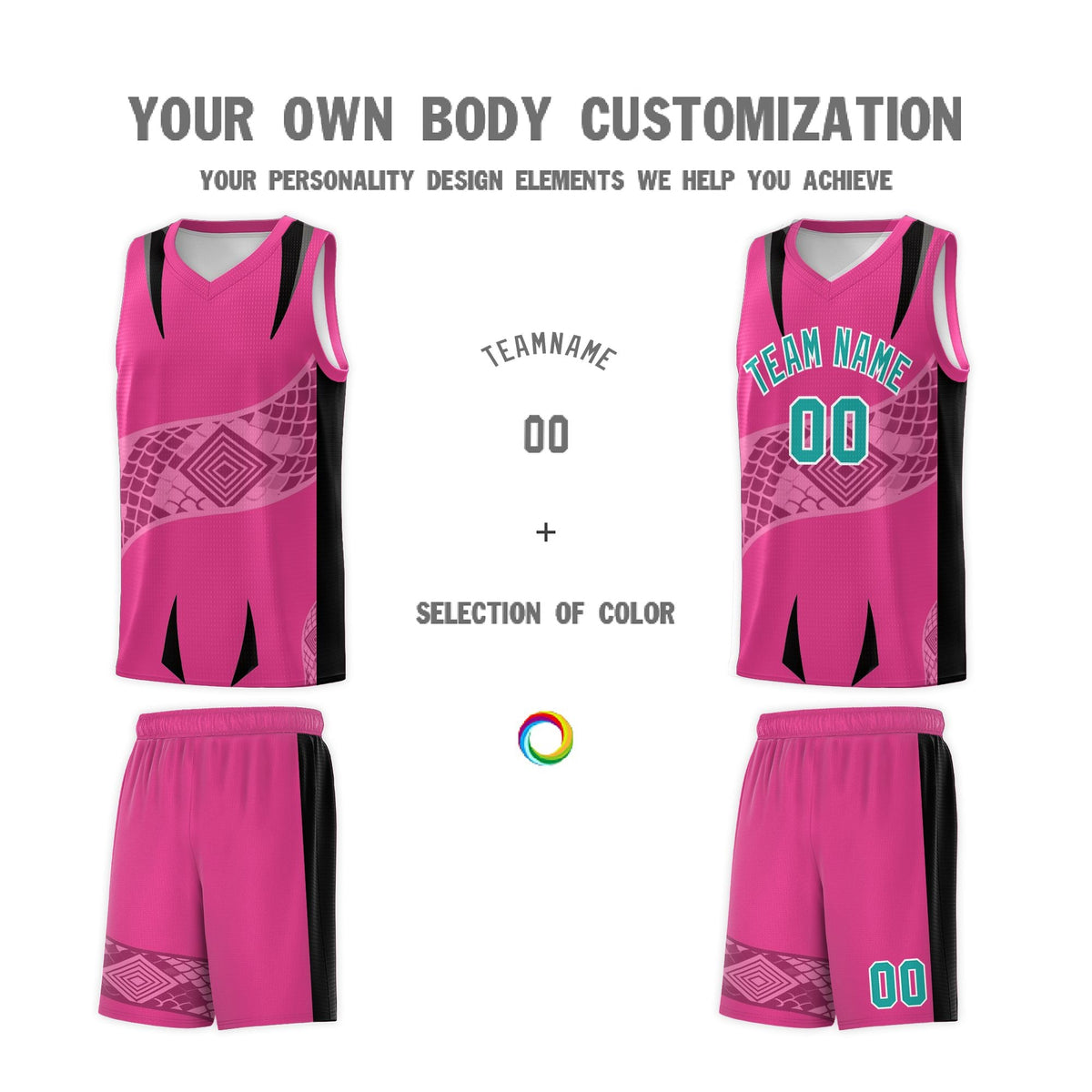 Custom Rose Red Black Snake Scale Venomous Fang for Team Graffiti Pattern Basketball Suit Jersey
