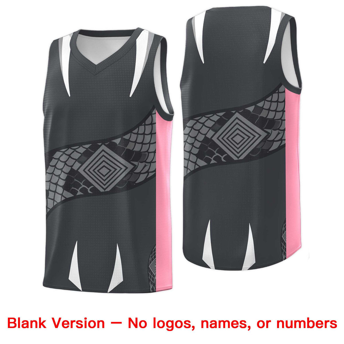 Custom Gray Light Pink Snake Scale Venomous Fang Drapable Graffiti Pattern Basketball Suit Jersey