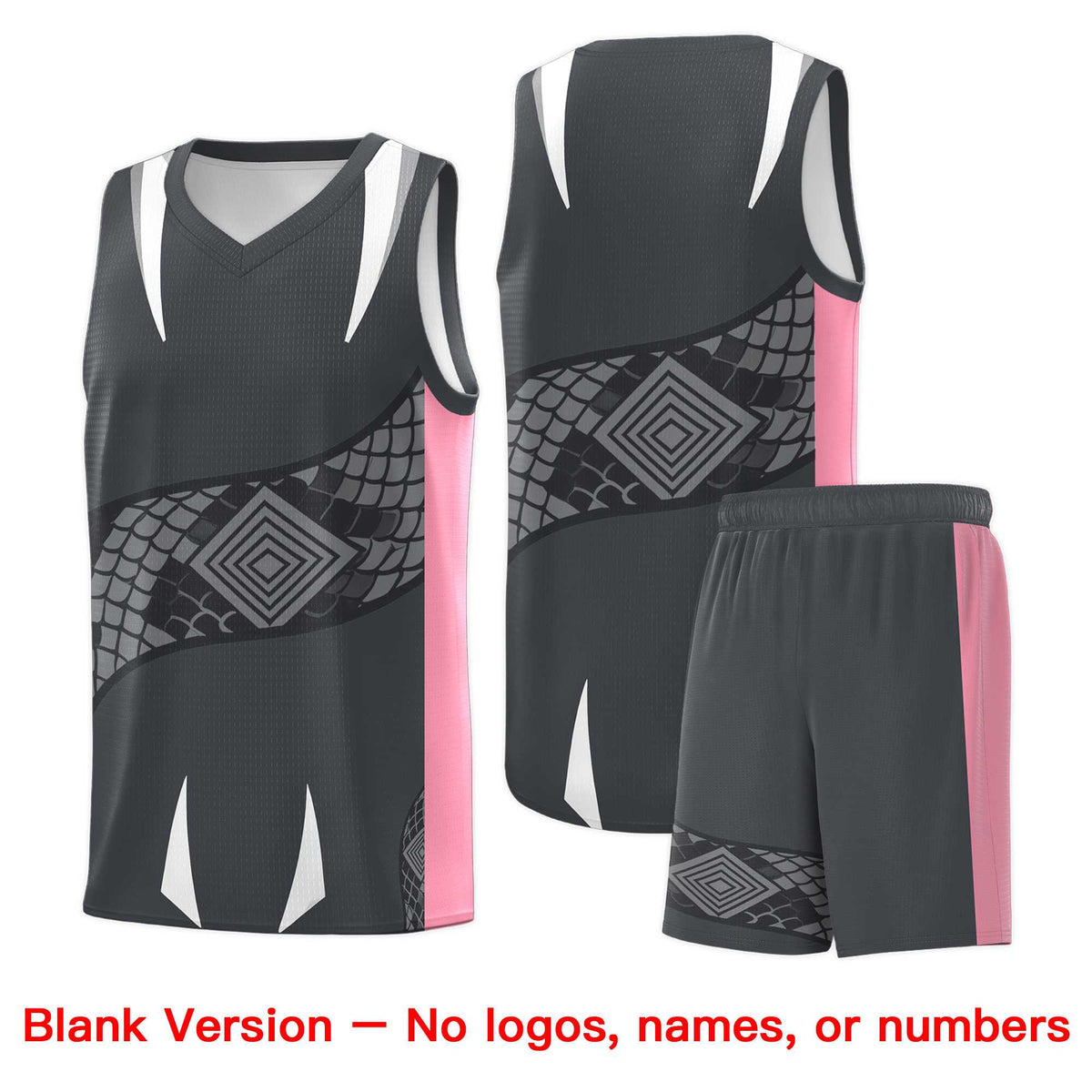 Custom Gray Light Pink Snake Scale Venomous Fang Drapable Graffiti Pattern Basketball Suit Jersey