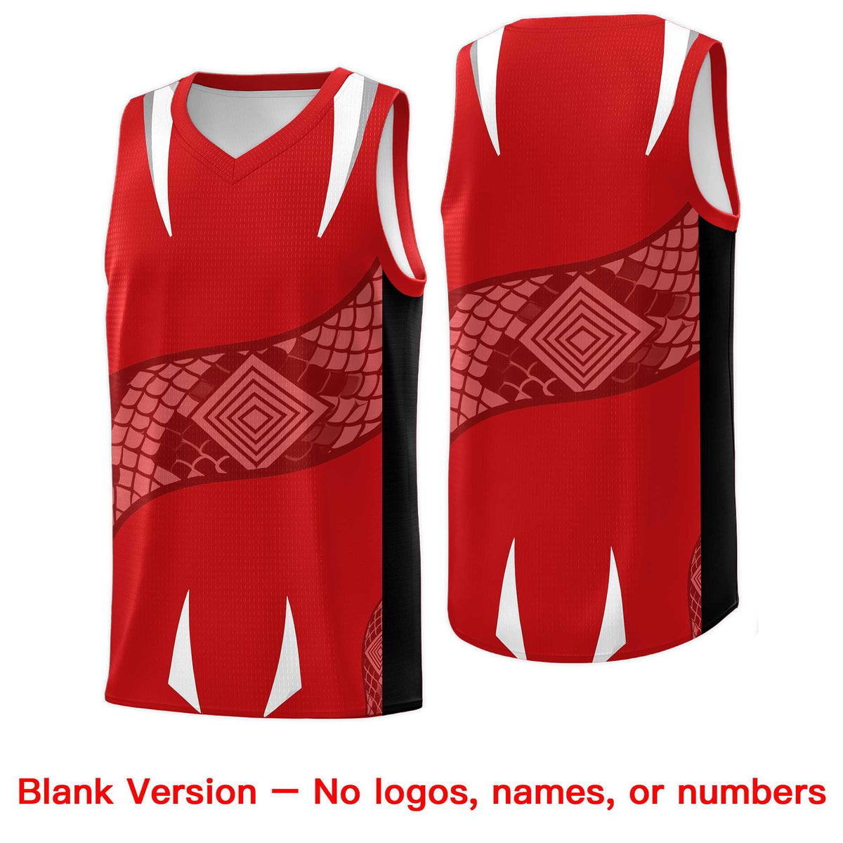 Custom Red Black Snake Scale Venomous Fang Drapable Graffiti Pattern Basketball Suit Jersey