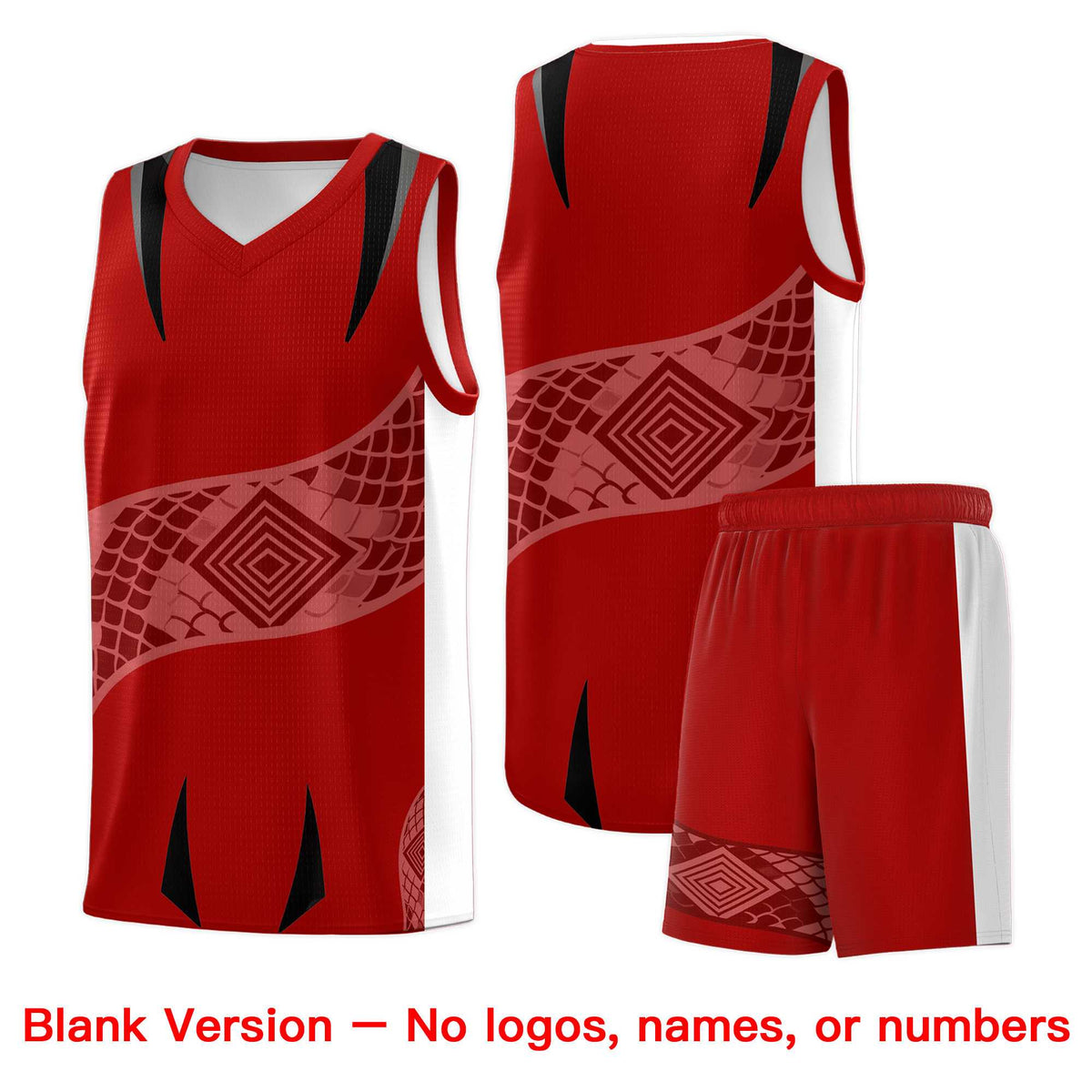 Custom Red White Snake Scale Venomous Fang for Leagues Graffiti Pattern Basketball Suit Jersey
