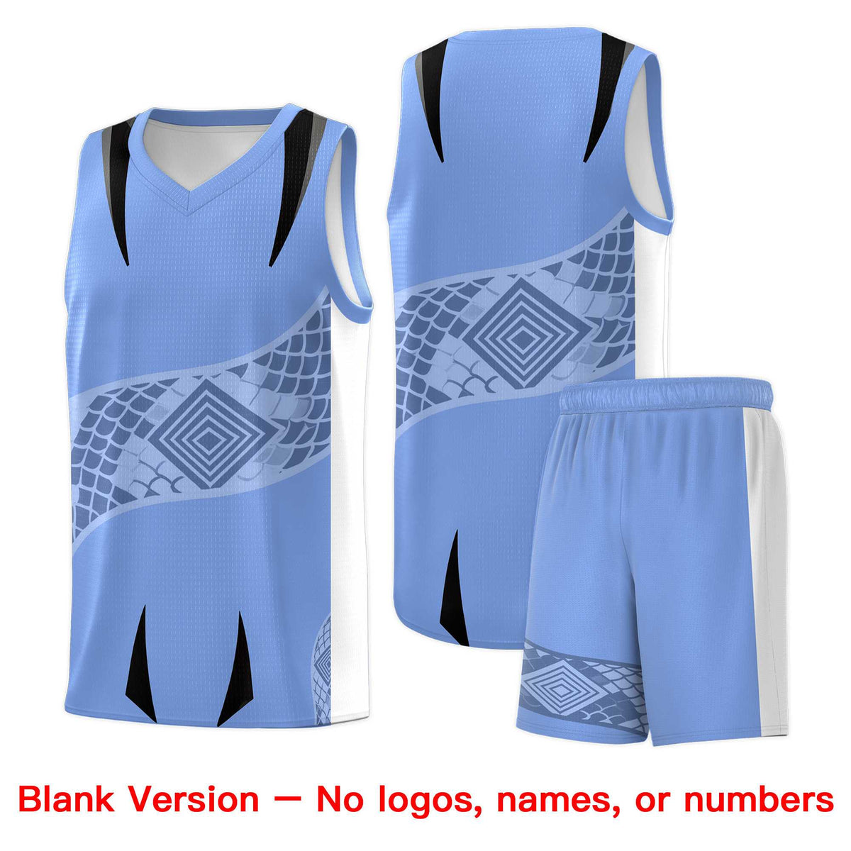 Custom Light Blue White Snake Scale Venomous Fang for Clubs Graffiti Pattern Basketball Suit Jersey