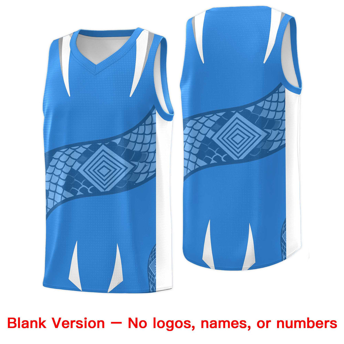 Custom Light Blue White Snake Scale Venomous Fang Lightweight Graffiti Pattern Basketball Suit Jersey
