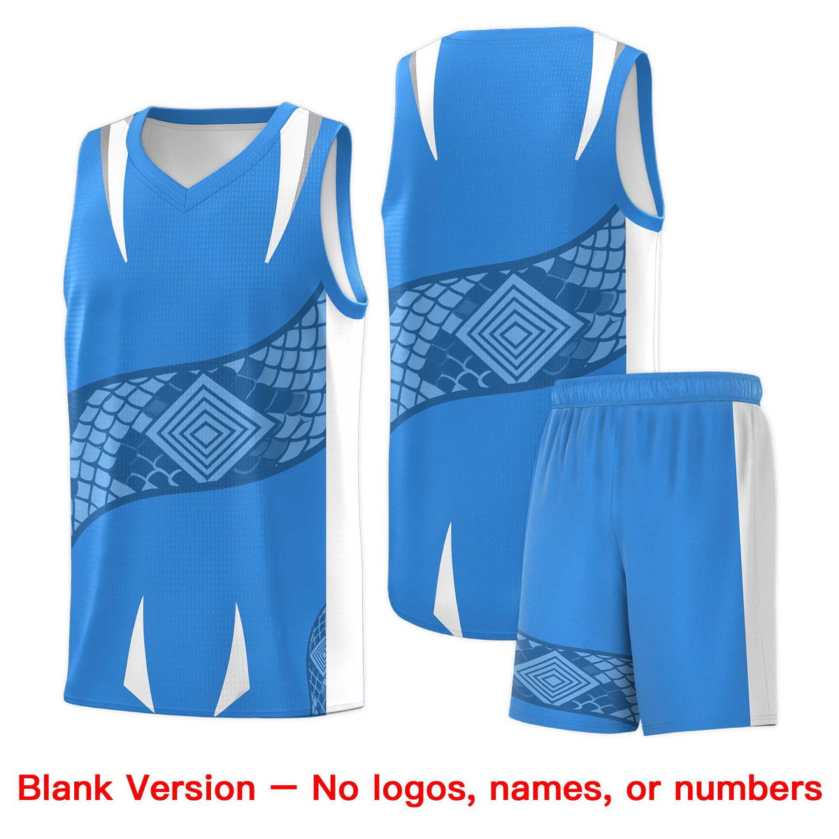 Custom Light Blue White Snake Scale Venomous Fang Lightweight Graffiti Pattern Basketball Suit Jersey