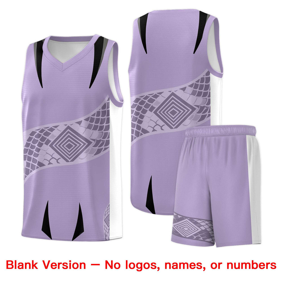 Custom Light Purple White Snake Scale Venomous Fang for Team Graffiti Pattern Basketball Suit Jersey