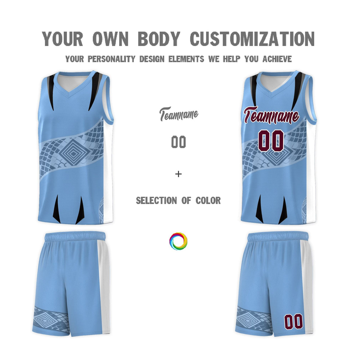 Custom Light Blue White Snake Scale Venomous Fang for Team Graffiti Pattern Basketball Suit Jersey