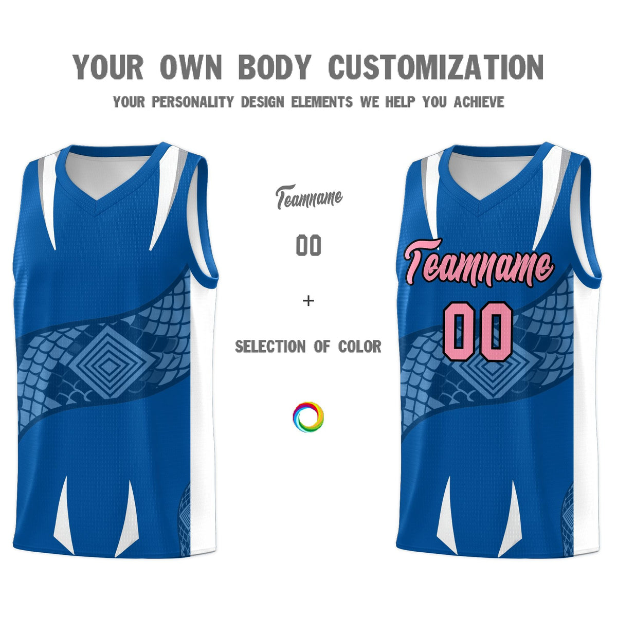 Custom Royal White Snake Scale Venomous Fang Lightweight Graffiti Pattern Basketball Suit Jersey