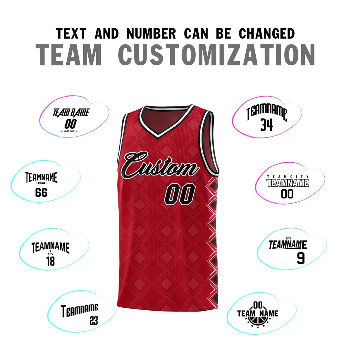 Custom Red Side Blocks Sports Uniform Basketball Jersey|KXKSHOP