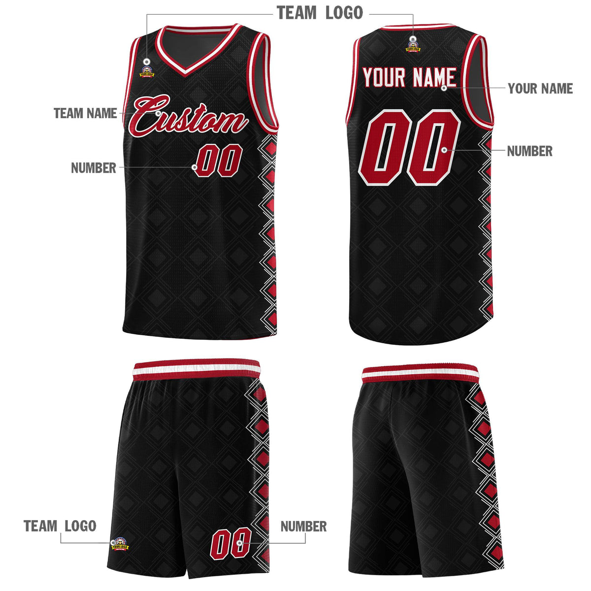 Custom Black Side Blocks Sports Uniform Basketball Jersey|KXKSHOP