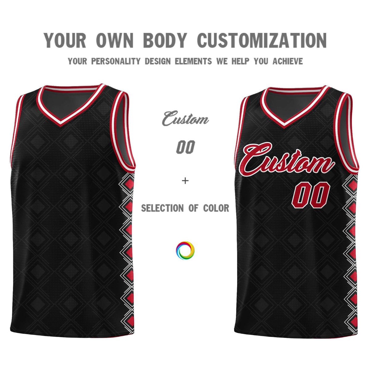 Custom Black Side Blocks Sports Uniform Basketball Jersey|KXKSHOP