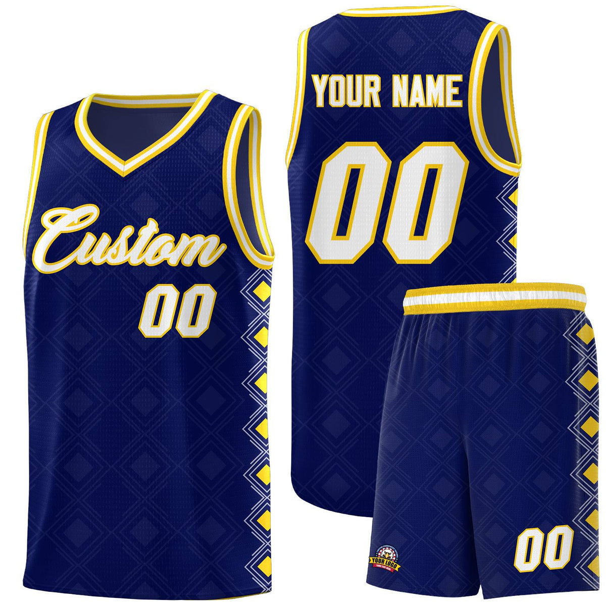 Custom Navy Side Blocks Sports Uniform Basketball Jersey|KXKSHOP