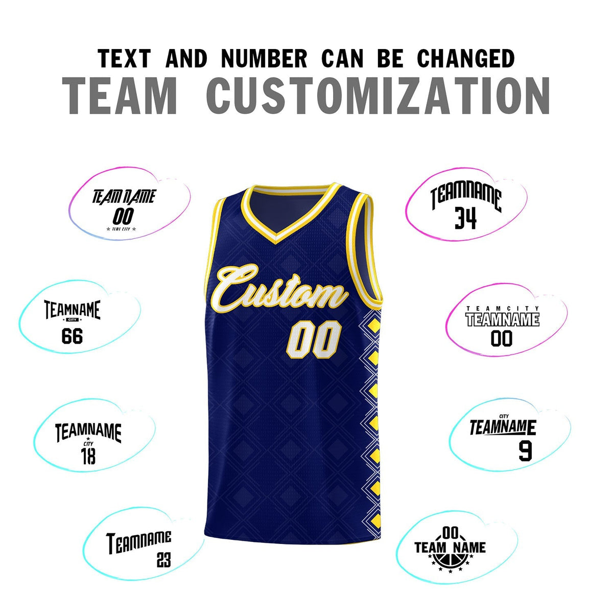 Custom Navy Side Blocks Sports Uniform Basketball Jersey|KXKSHOP