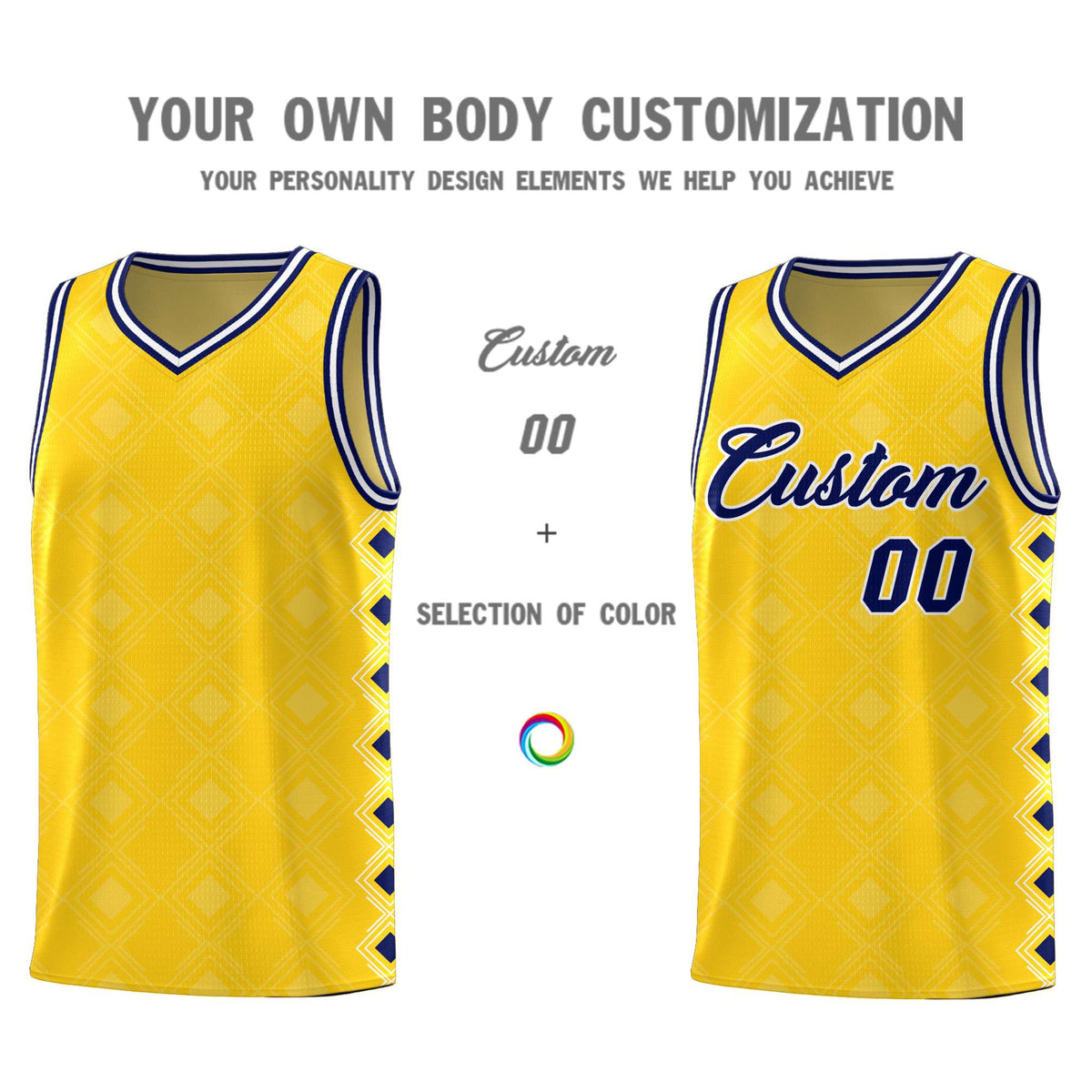 Custom Gold Side Blocks Sports Uniform Basketball Jersey|KXKSHOP