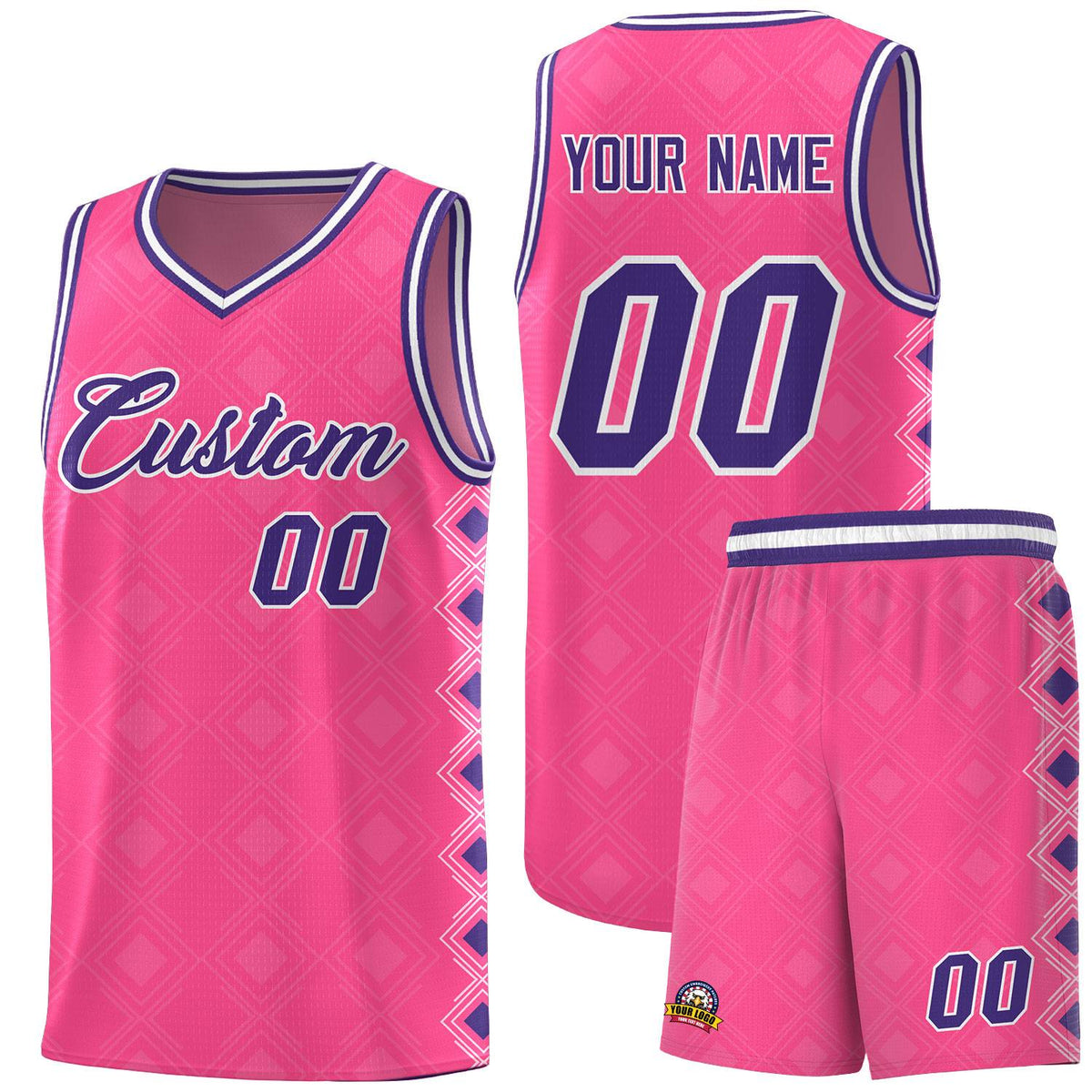 Custom Pink Side Blocks Sports Uniform Basketball Jersey|KXKSHOP