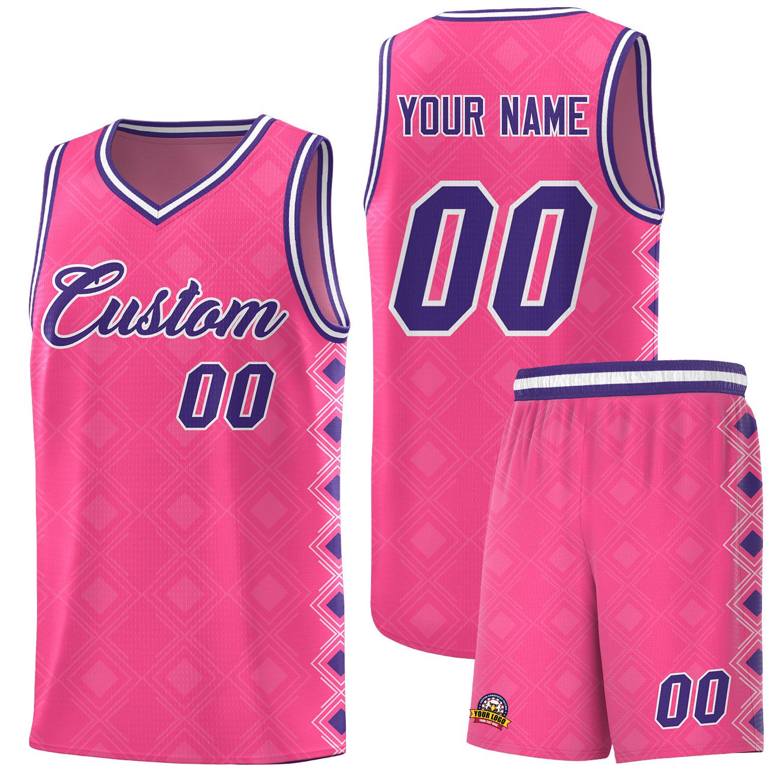 Custom Pink Side Blocks Sports Uniform Basketball Jersey|KXKSHOP