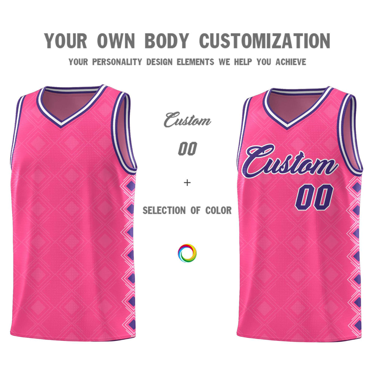 Custom Pink Side Blocks Sports Uniform Basketball Jersey|KXKSHOP