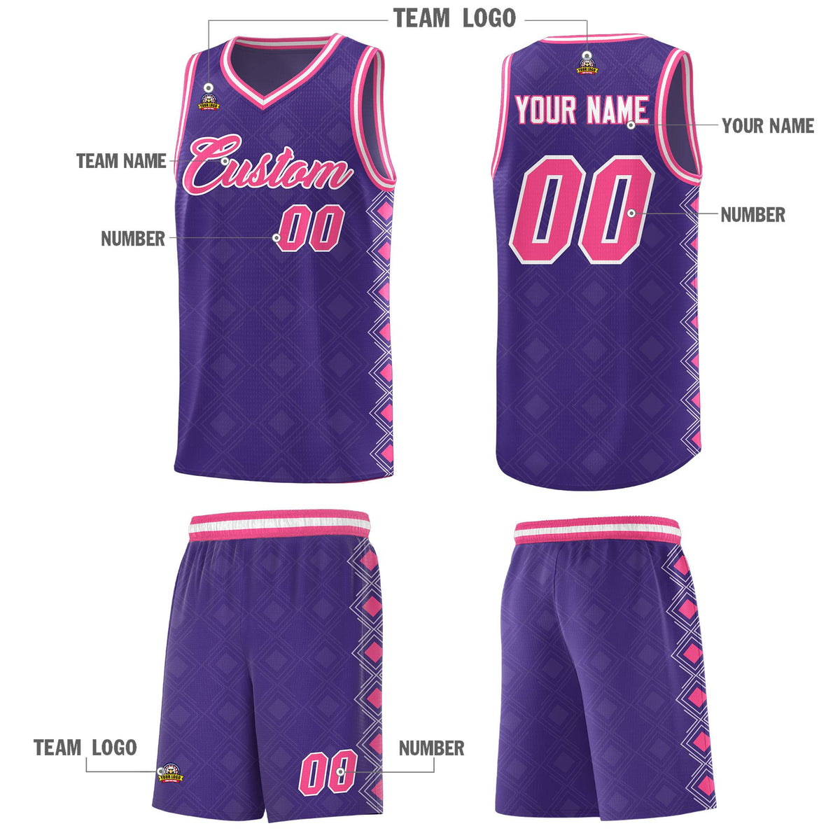Custom Purple Side Blocks Sports Uniform Basketball Jersey|KXKSHOP