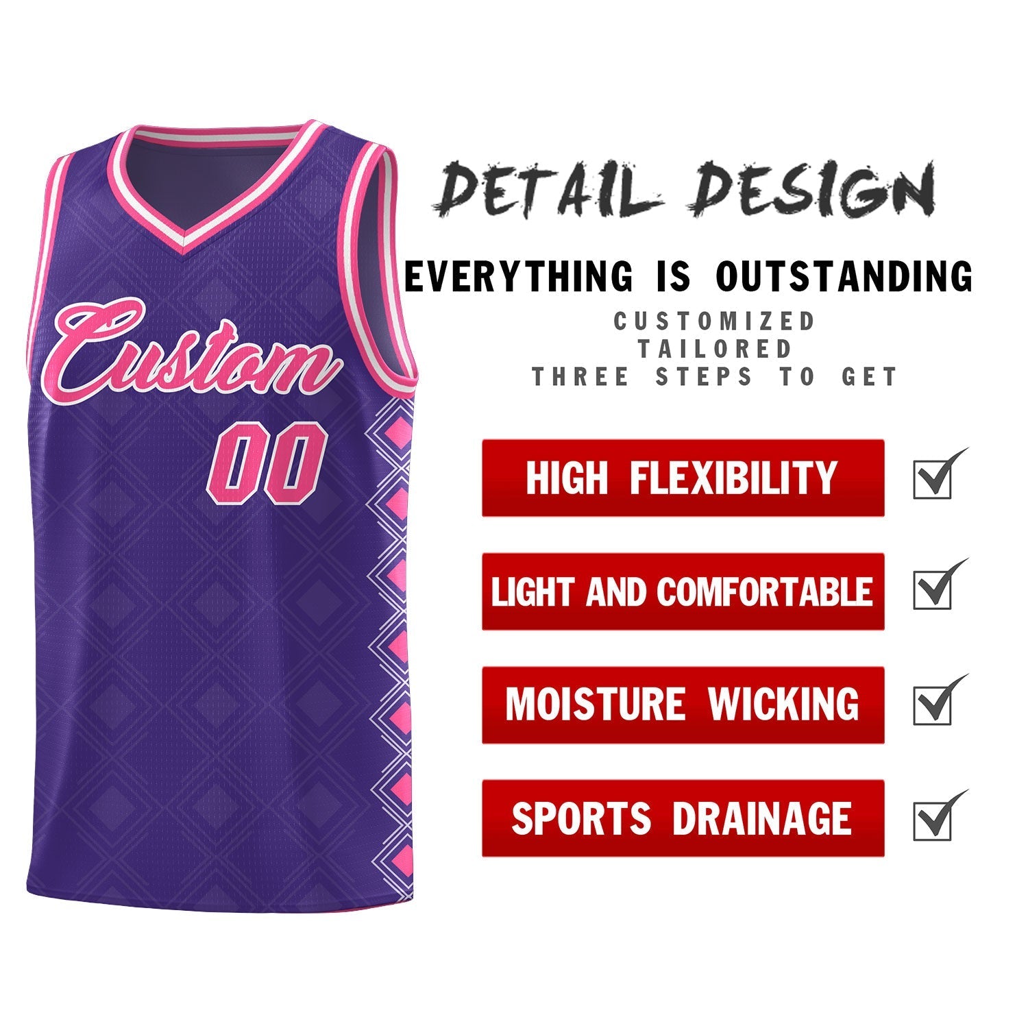 Custom Purple Side Blocks Sports Uniform Basketball Jersey|KXKSHOP