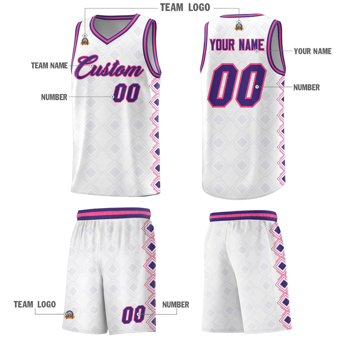 Custom White Side Blocks Sports Uniform Basketball Jersey|KXKSHOP