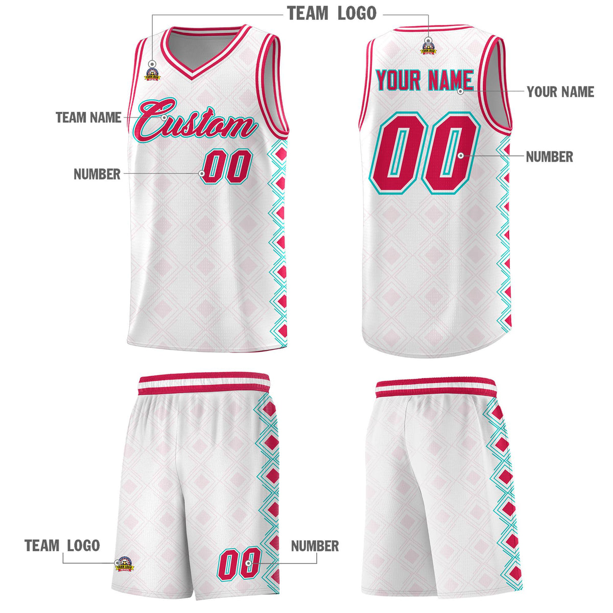Custom White Side Blocks Sports Uniform Basketball Jersey|KXKSHOP