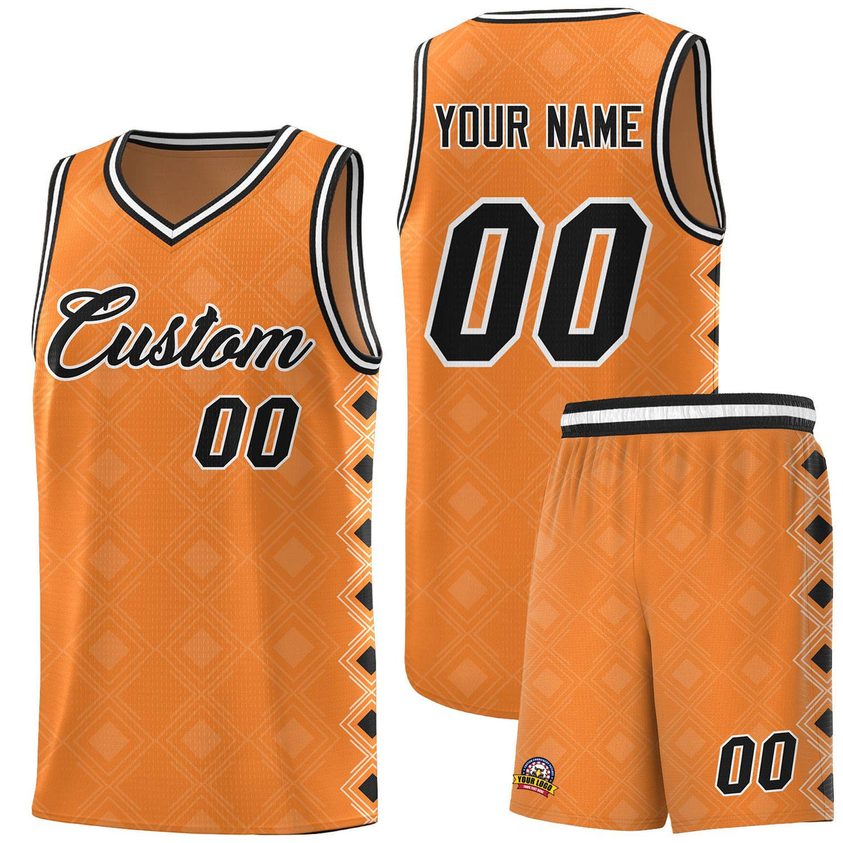 Custom Gold Orange Side Blocks Sports Uniform Basketball Jersey|KXKSHOP