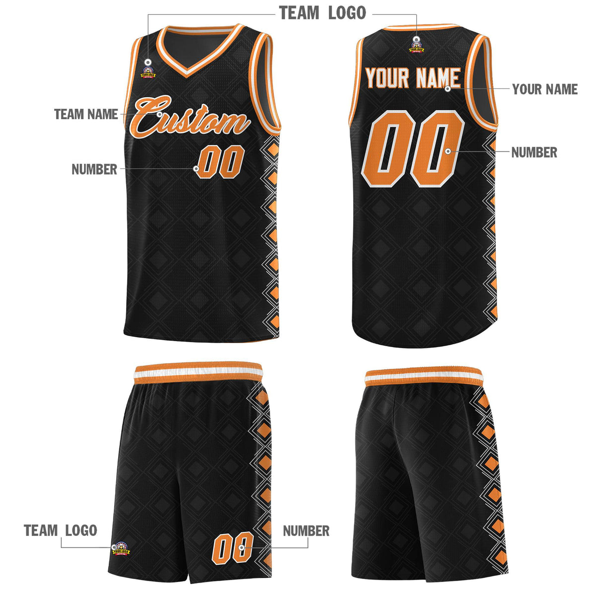 Custom Black Side Blocks Sports Uniform Basketball Jersey|KXKSHOP