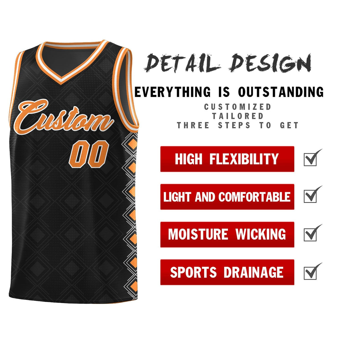 Custom Black Side Blocks Sports Uniform Basketball Jersey|KXKSHOP