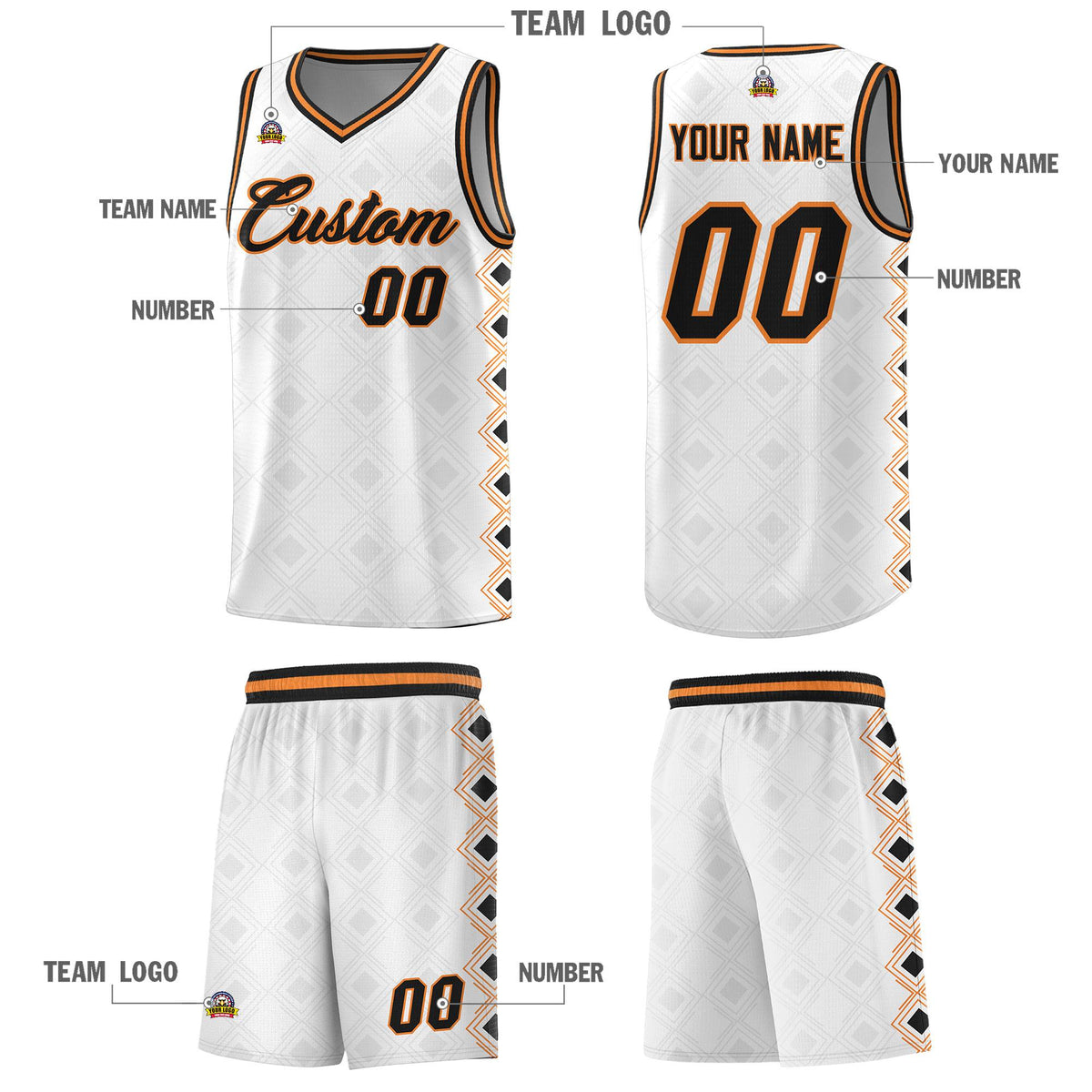 Custom White Side Blocks Sports Uniform Basketball Jersey|KXKSHOP