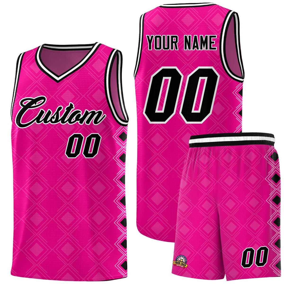 Custom Pink Side Blocks Sports Uniform Basketball Jersey|KXKSHOP