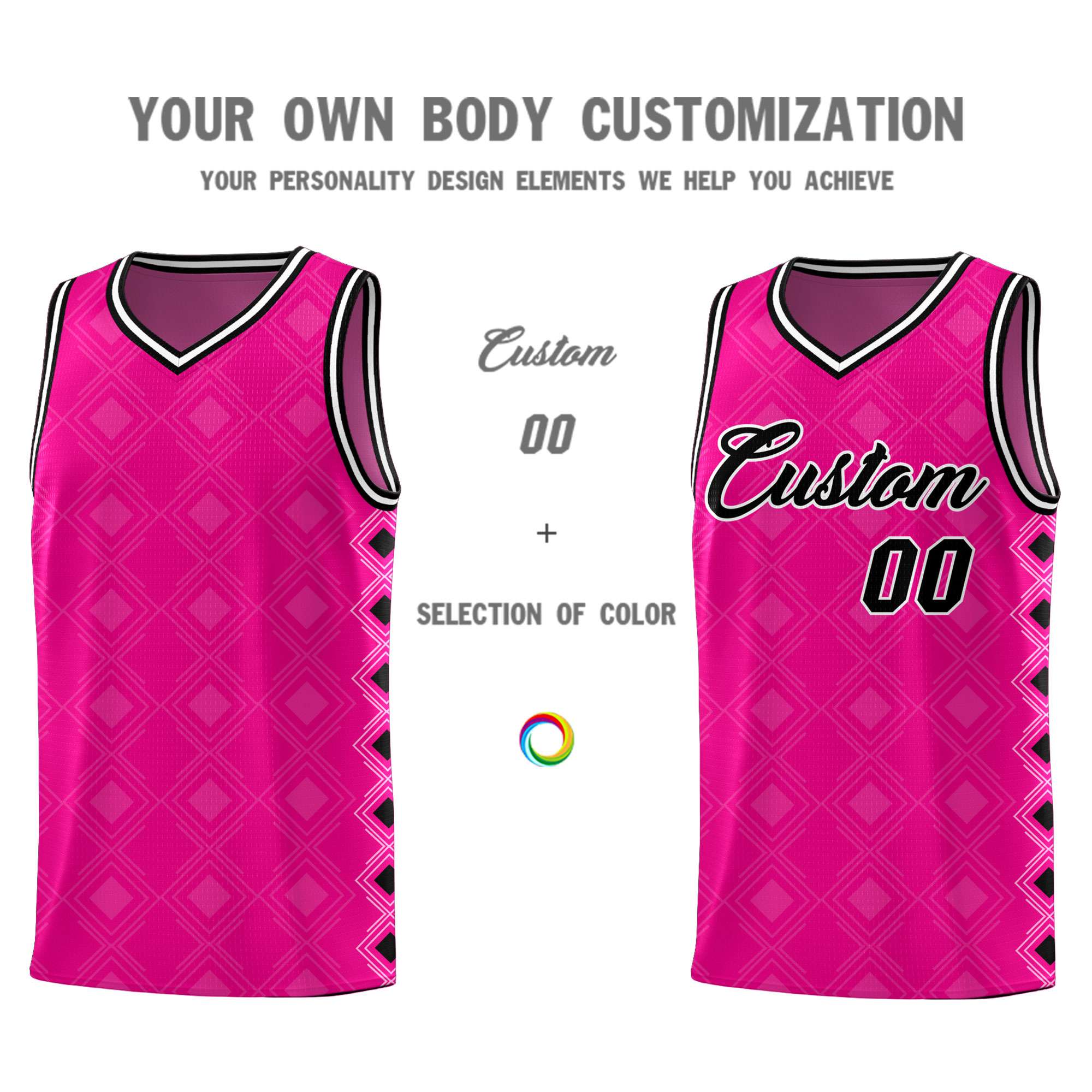 Custom Pink Side Blocks Sports Uniform Basketball Jersey|KXKSHOP
