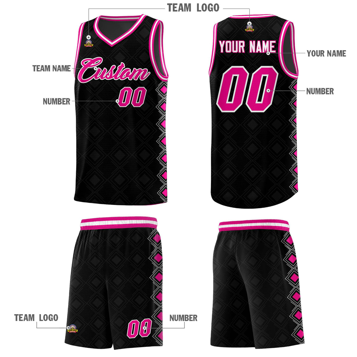 Custom Black Side Blocks Sports Uniform Basketball Jersey|KXKSHOP
