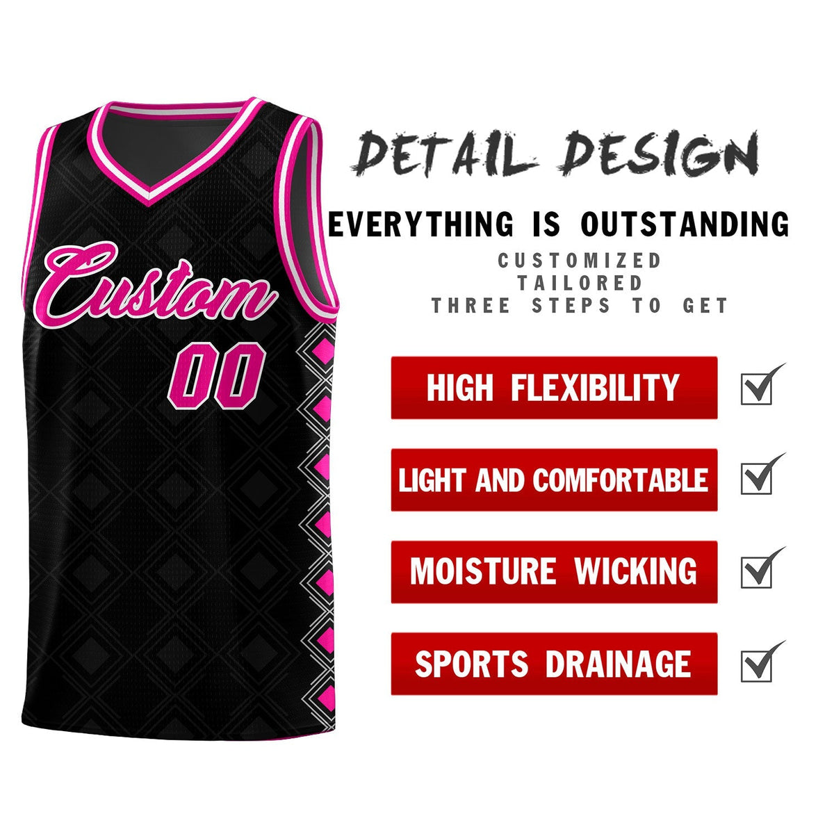Custom Black Side Blocks Sports Uniform Basketball Jersey|KXKSHOP