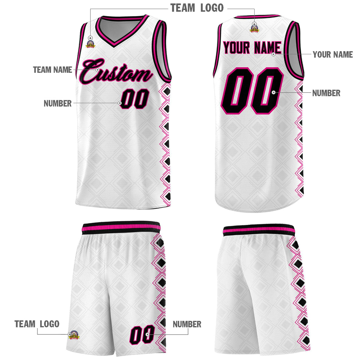 Custom White Side Blocks Sports Uniform Basketball Jersey|KXKSHOP