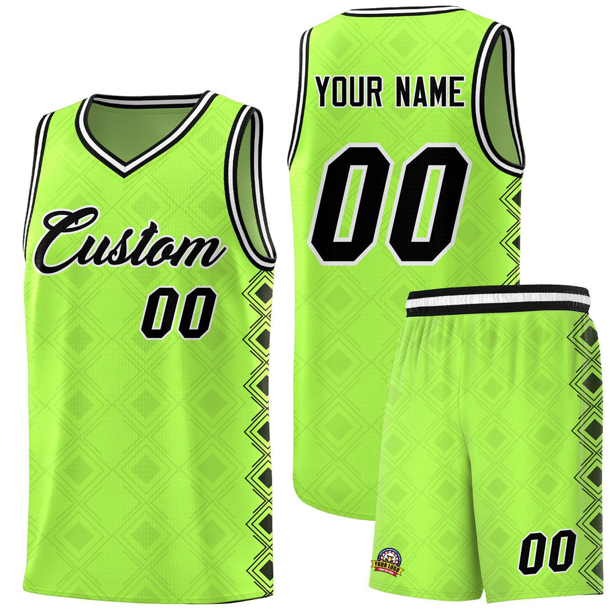 Custom Neon Green Side Blocks Sports Uniform Basketball Jersey|KXKSHOP