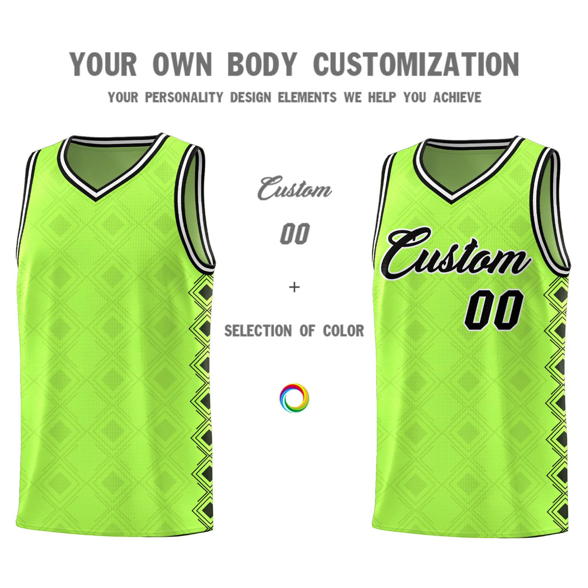 Custom Neon Green Side Blocks Sports Uniform Basketball Jersey|KXKSHOP