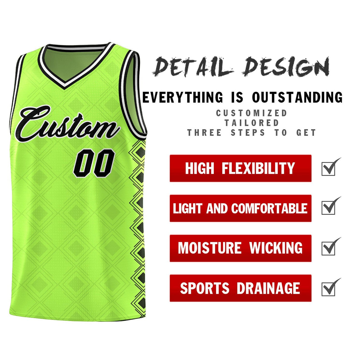Custom Neon Green Side Blocks Sports Uniform Basketball Jersey|KXKSHOP