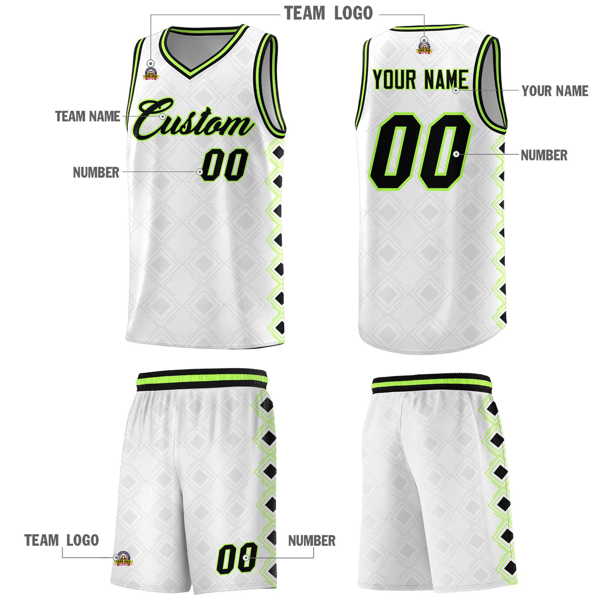 Custom White Side Blocks Sports Uniform Basketball Jersey|KXKSHOP