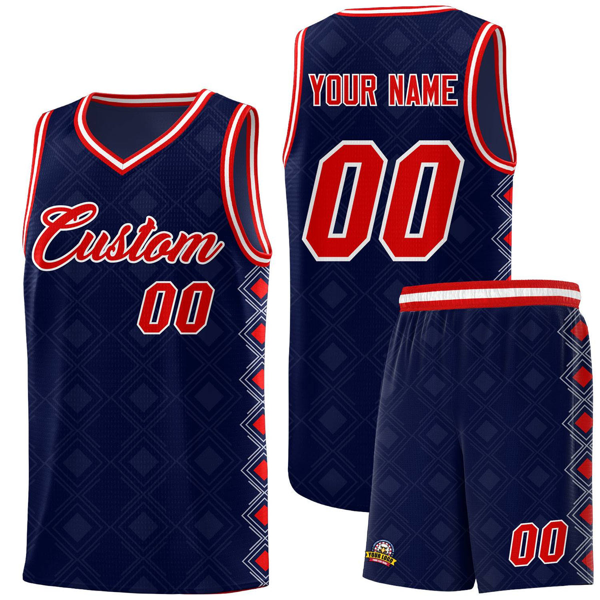Custom Navy Side Blocks Sports Uniform Basketball Jersey|KXKSHOP