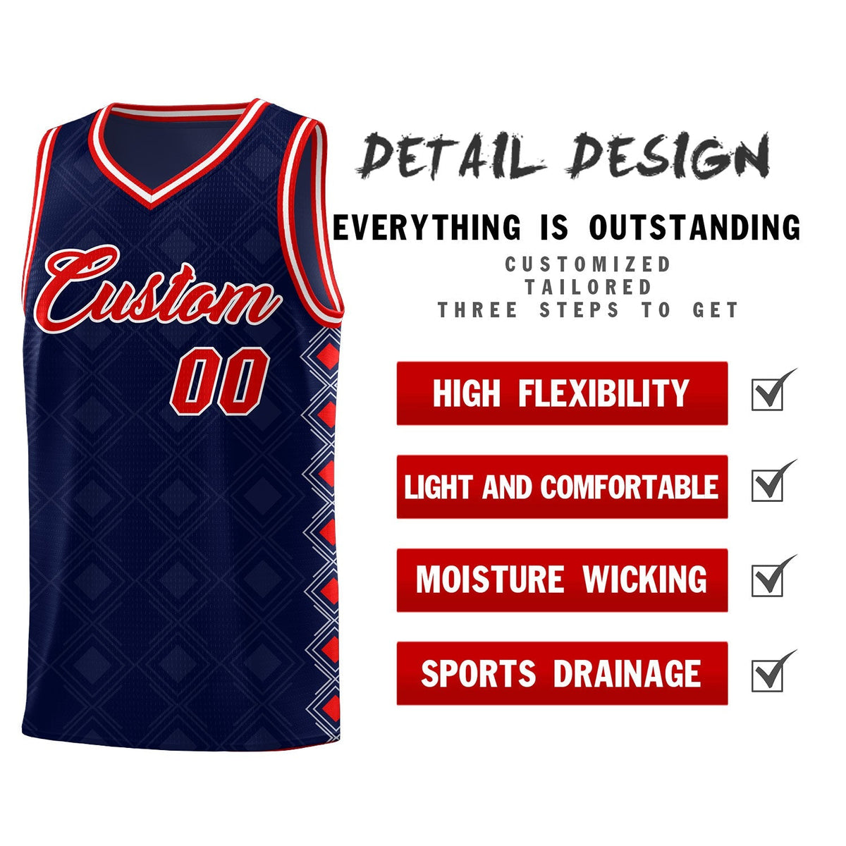 Custom Navy Side Blocks Sports Uniform Basketball Jersey|KXKSHOP